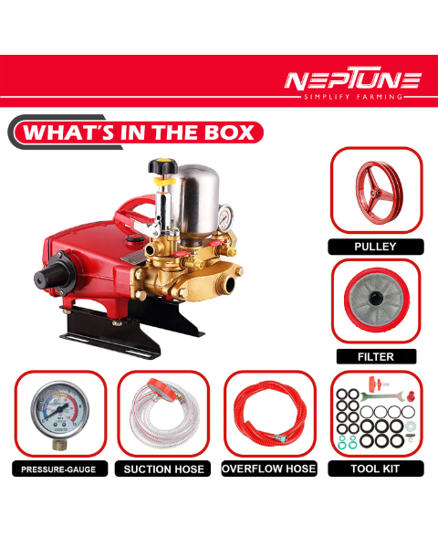 Neptune HTP-Silver Triplex Sprayer Pump | 14-22 L/min Output | High Pressure Tractor-Mounted Sprayer Pump